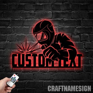 Custom Welding Metal Wall Art LED Light, Personalized Welder Name Sign Home Decor, Welder Sign, Welder Dad Gifts, Idea for Home Decor & Gift image 1