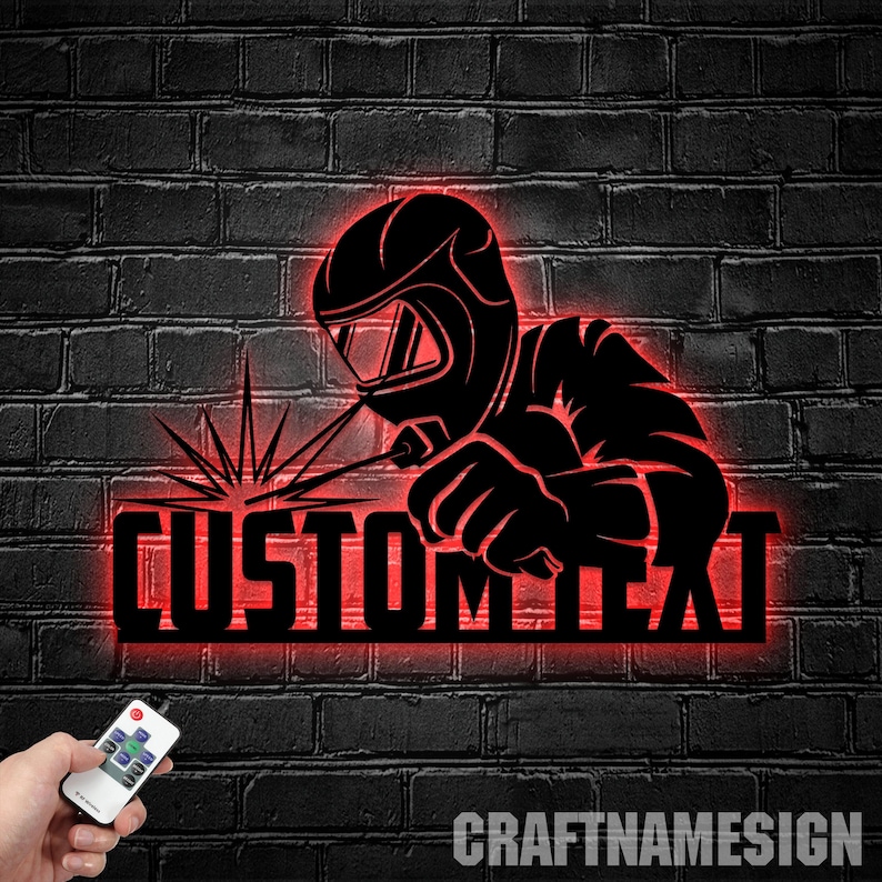 Custom Welding Metal Wall Art LED Light, Personalized Welder Name Sign Home Decor, Welder Sign, Welder Dad Gifts, Idea for Home Decor & Gift image 1