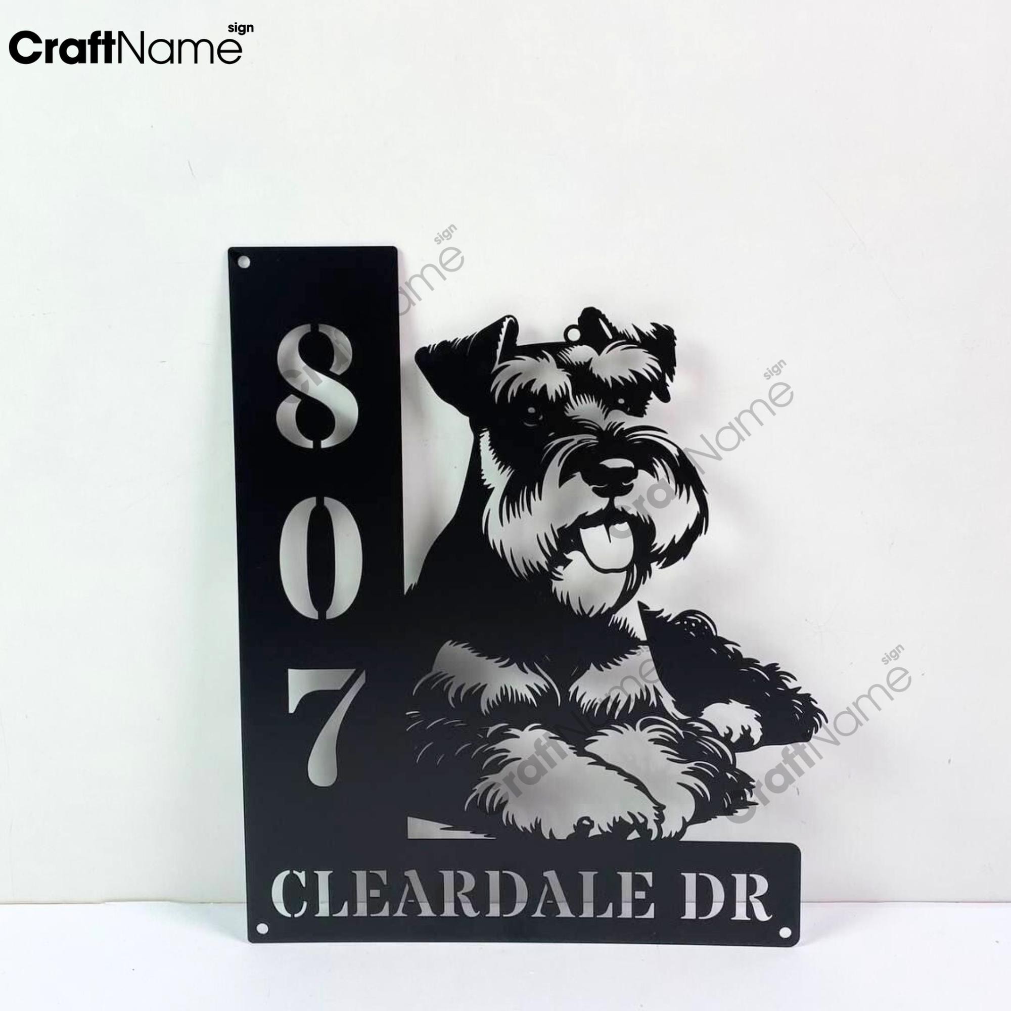 schnauzerさま専用 Custom Miniature Schnauzer Dog House Number Metal Sign, Schnauzer