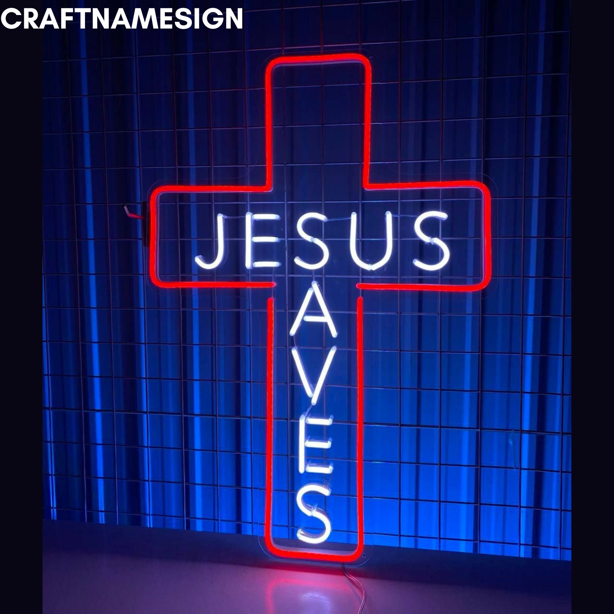 Jesus Saves Neon Sign, Cross Christian Led Sign, Custom Neon Sign