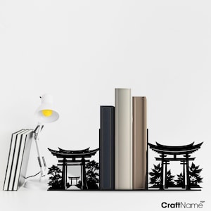 Custom Torii Gate Book Holder Metal Sign, Japanese Torii Gate Metal Bookend for Book Nook Decor, Book End Metal Art, Book Stand Desk Decor