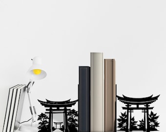 Custom Torii Gate Book Holder Metal Sign, Japanese Torii Gate Metal Bookend for Book Nook Decor, Book End Metal Art, Book Stand Desk Decor