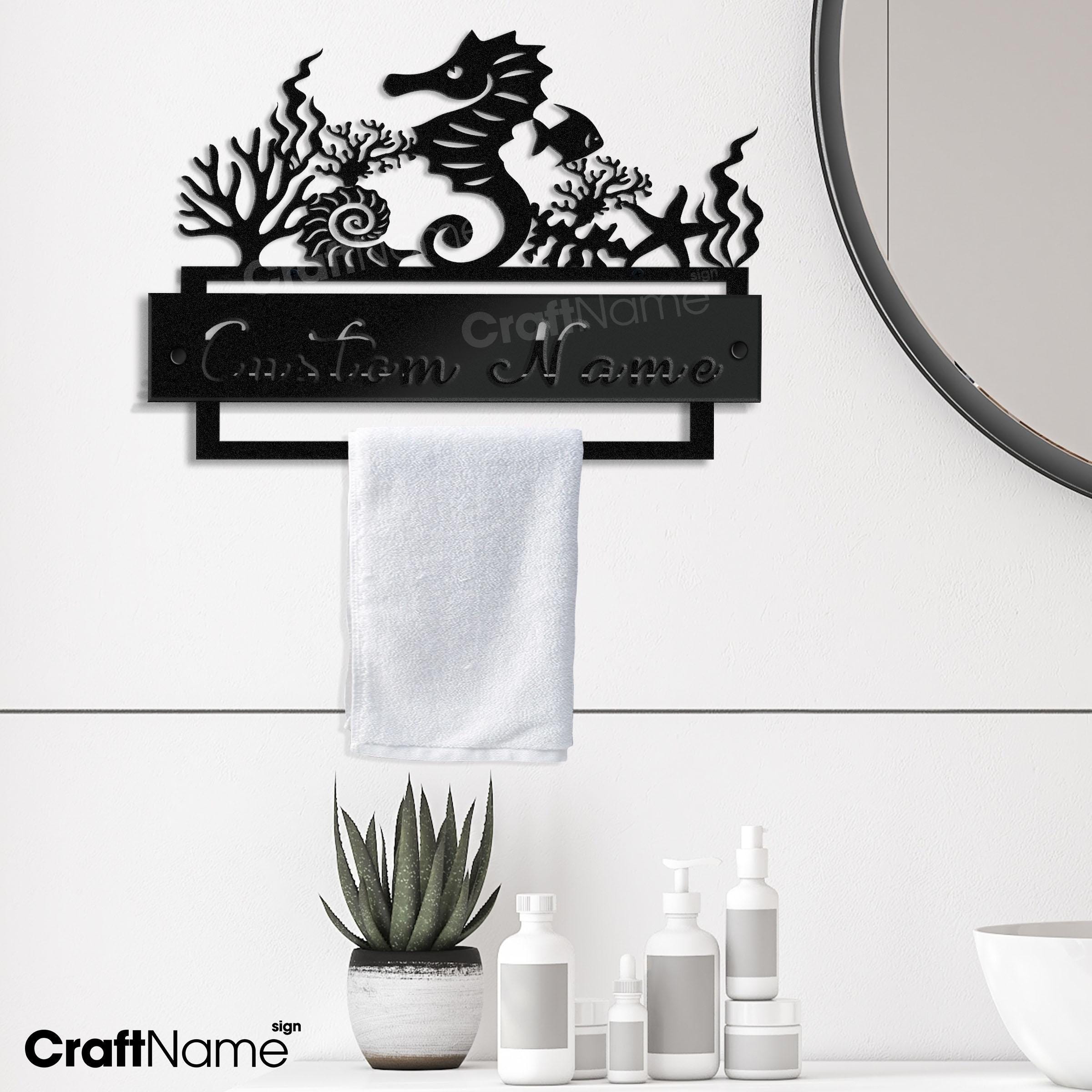 Toallero de metal personalizado con diseño de arrecife de coral, decoración de baño con toallero de arrecife de coral, colgador de baño, toalleros de