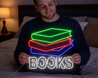 Books Neon Sign, Library or Reading Room Wall Decor, Book Lover Gift