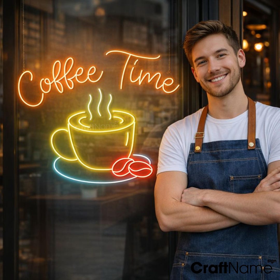 Coffee Time Neon Sign – LED Wall Light for Cafe Beverage Bar Decor ...