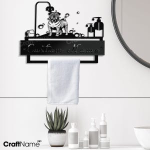 Portasciugamani in metallo per WC Shar Pei cinese personalizzato, porta carta igienica, portasciugamani, gancio da parete per carta igienica e asciugamani da bagno, appendino per asciugamani