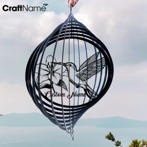 Custom Hummingbird Wind Spinner Metal Steel Outdoor Hanging Decor, Wind Spinner Metal Garden Decorations, Hummingbird Lover Gifts