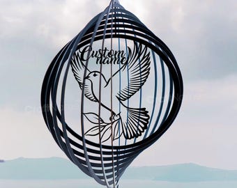 Niestandardowe gołąbek pokoju wiatraczek metalowy dekoracje ogrodowe, metalowy zewnętrzny gołąb wiatraczek wiszący znak, dekoracja ogrodu babci