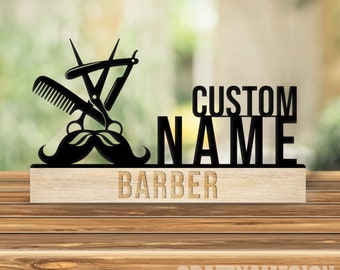 Custom Hairdresser Desk Name Plate, Barber Shop Metal Nameplate For Desk, Desk Nameplate, New Job Decor, Desk Name Plate, Office Decor