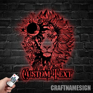 Custom Lion Metal Sign,Lion Head Metal Wall Art,Personalized Lion Name Sign,Lion Metal Wall Decor,Animal Office Decor,Nursery Wall Decor