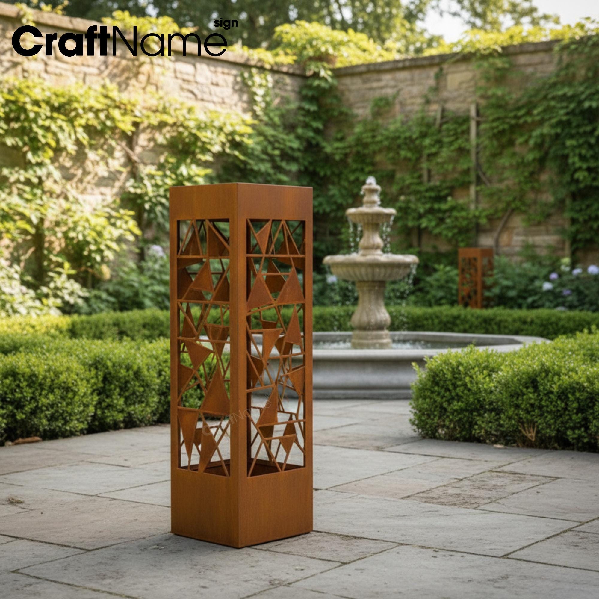 Triangular Display Column Triangular Lattice Garden Column, Metal Outdoor Feature for Garden ...