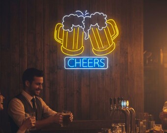 Cheers Beer Neon Sign, Custom Beer Neon Light, Handmade LED Neon Sign for Bar Decor