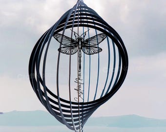 Custom Dragonfly Wind Spinner Metal Steel Outdoor Hanging Decor, Wind Spinner Metal Garden Decorations, Dragonfly Lover Gifts