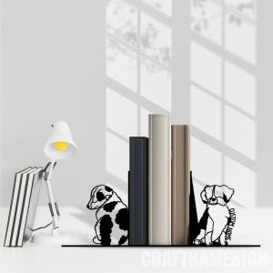 Personalized Office Bookend Australian Shepherd, Custom Name Book Ends, Book Stand Black Metal Art, Book Nook Office Decor for Book Lover
