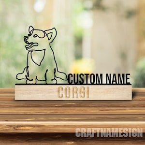 Plaque signalétique de bureau commémorative personnalisée pour chien corgi, plaque signalétique en métal Welsh Corgi pour bureau, plaque signalétique de bureau, décor de chien corgi gallois, plaque signalétique de bureau