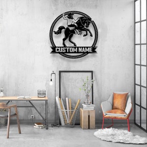 Custom Western Cowboy Roping Metal Wall Art LED Light - Personalized ...