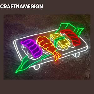 Insegna al neon di sushi giapponese, insegna al neon giapponese, insegna al neon personalizzata, arredamento del ristorante di sushi giapponese, arte del negozio di sushi, regalo per gli amanti del sushi