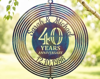 Toupie à vent en métal, anniversaire de 40 ans, cadeau de décoration de jardin personnalisé pour les couples
