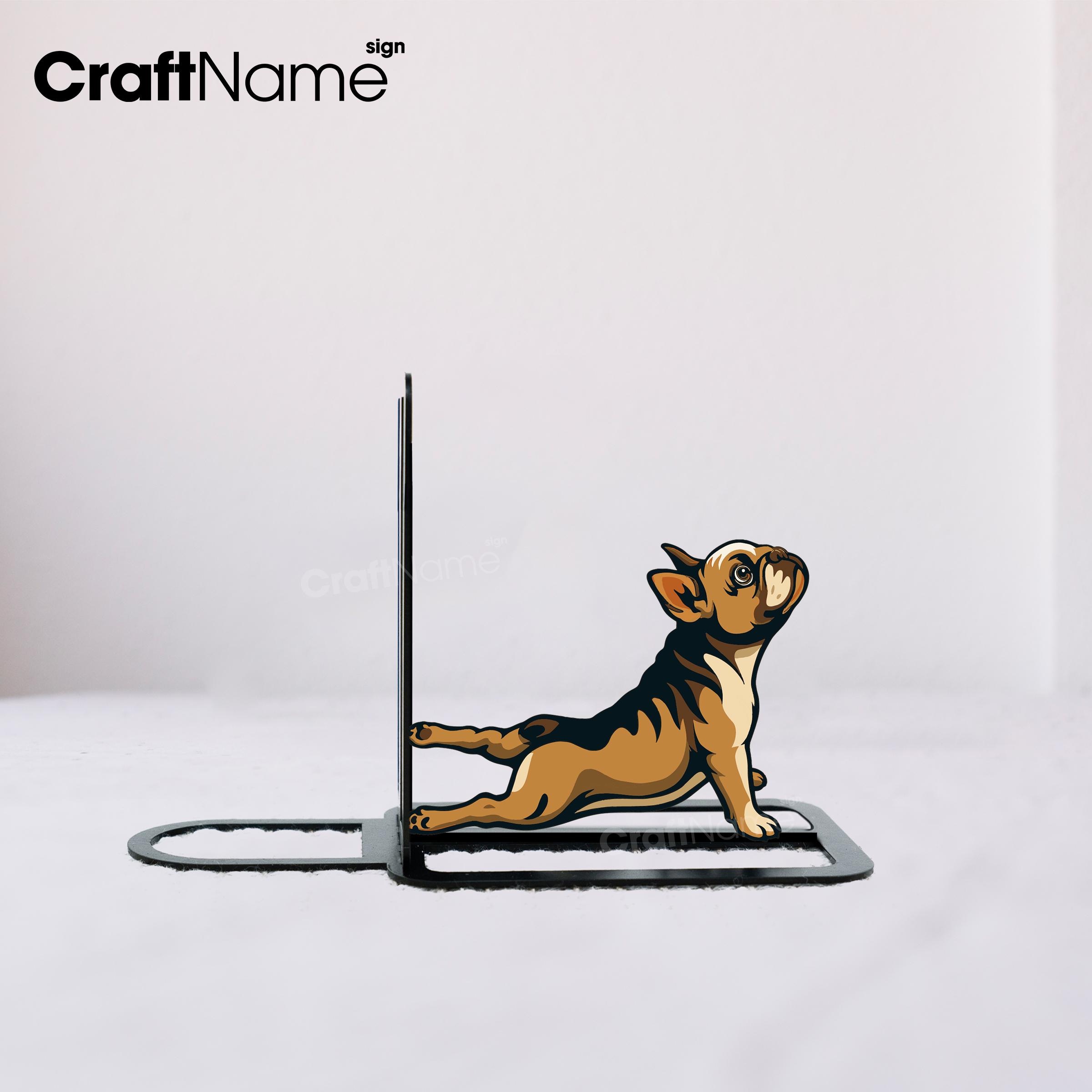 フレンチブルドッグのブックエンド（名入れ可）、金属製犬のアート、犬 
