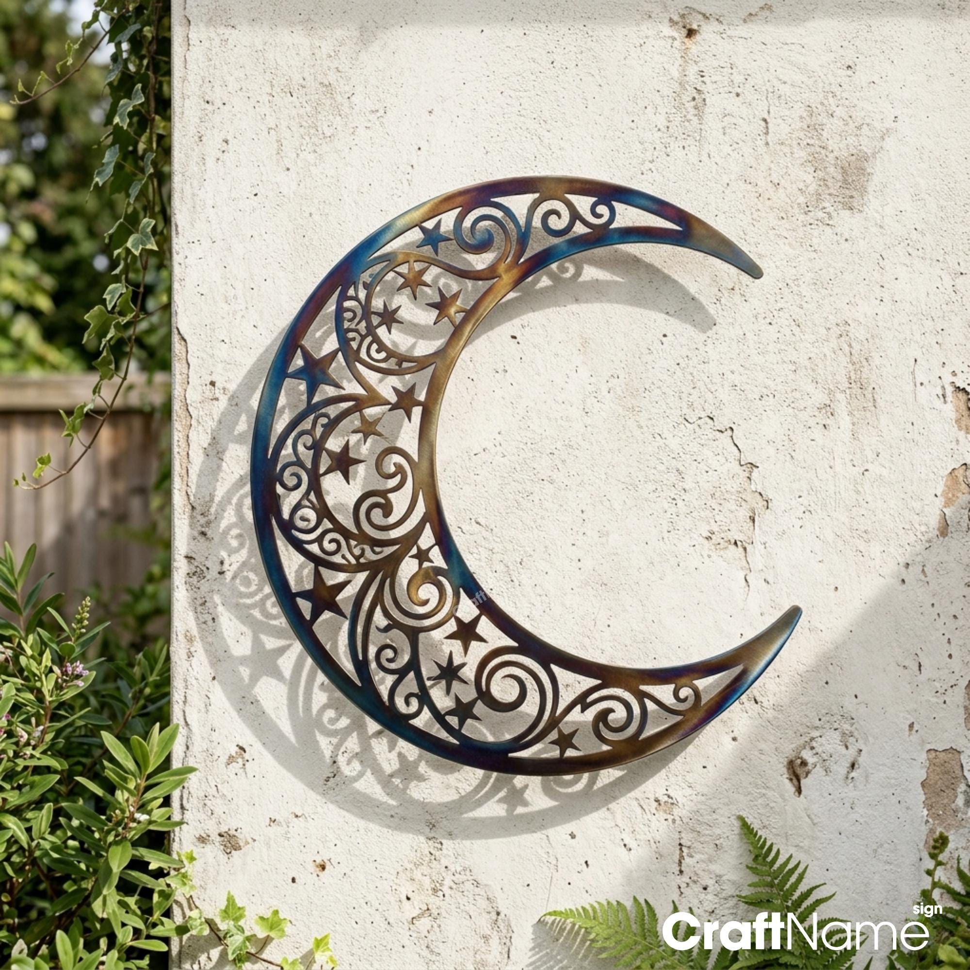 Celestial Moon Metal Sign, Outdoor Wall Art for Garden or Porch Decor ...