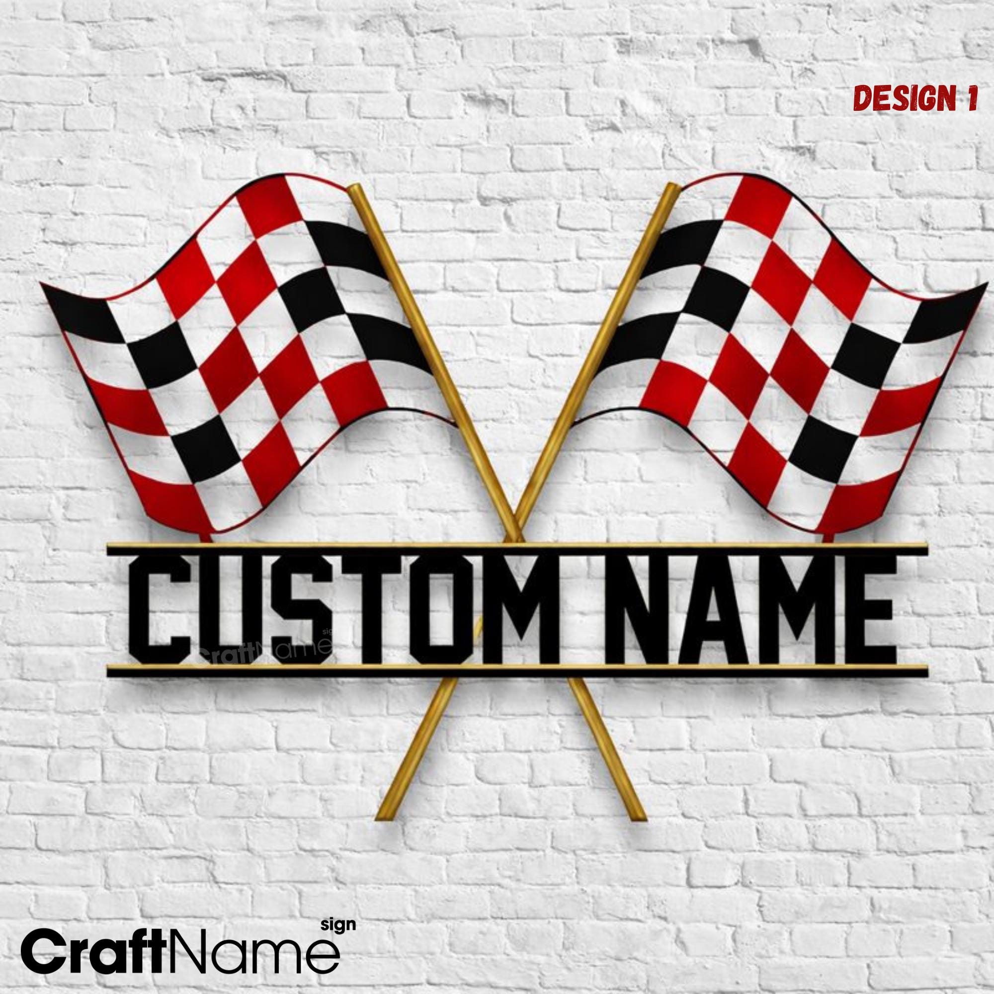 Finish Racing Sticker Custom Start Finish Racing Flag Metal Wall Art With LED Light ...