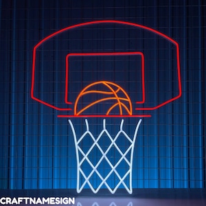 Palla da basket nell&#39;insegna al neon, insegna al neon personalizzata, insegna al neon personalizzata, arredamento del negozio di basket, luce del club delle caverne dell&#39;uomo di basket, regalo per papà