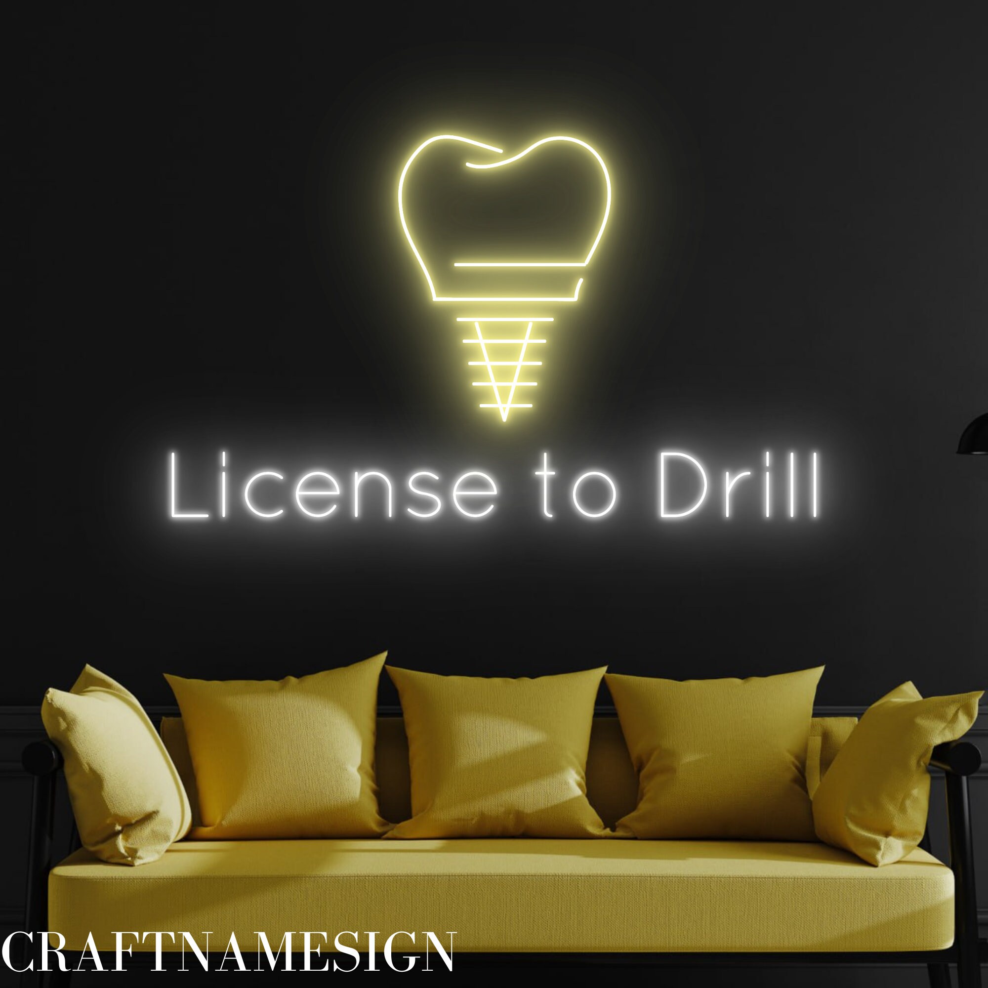 License To Drill Neon Sign, Tooth Led Sign, Custom Neon Sign, Dentist Room Wall Decor, Dental Clinic Wall Art Led Light, Oral Care Sign