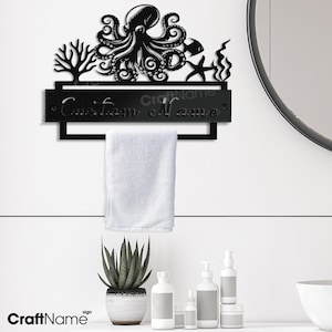 Portarotolo di carta igienica in metallo a forma di polpo personalizzato per bagno, portasciugamani, portasciugamani da parete, portarotolo di carta igienica da parete