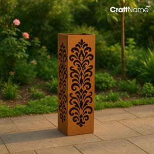 Colonne de jardin en métal, art abstrait rouillé rustique, aménagement paysager, décoration de jardin, art de la sculpture de jardin en plein air, meubles de jardin personnalisés, couverture de puits
