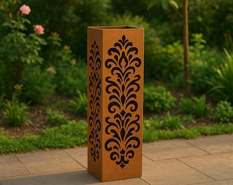 Rustic Rusty Abstract Art Metal Garden Column Landscape Design Yard Decor, Outdoor Garden Sculpture Art, Custom Garden Furniture, Well Cover