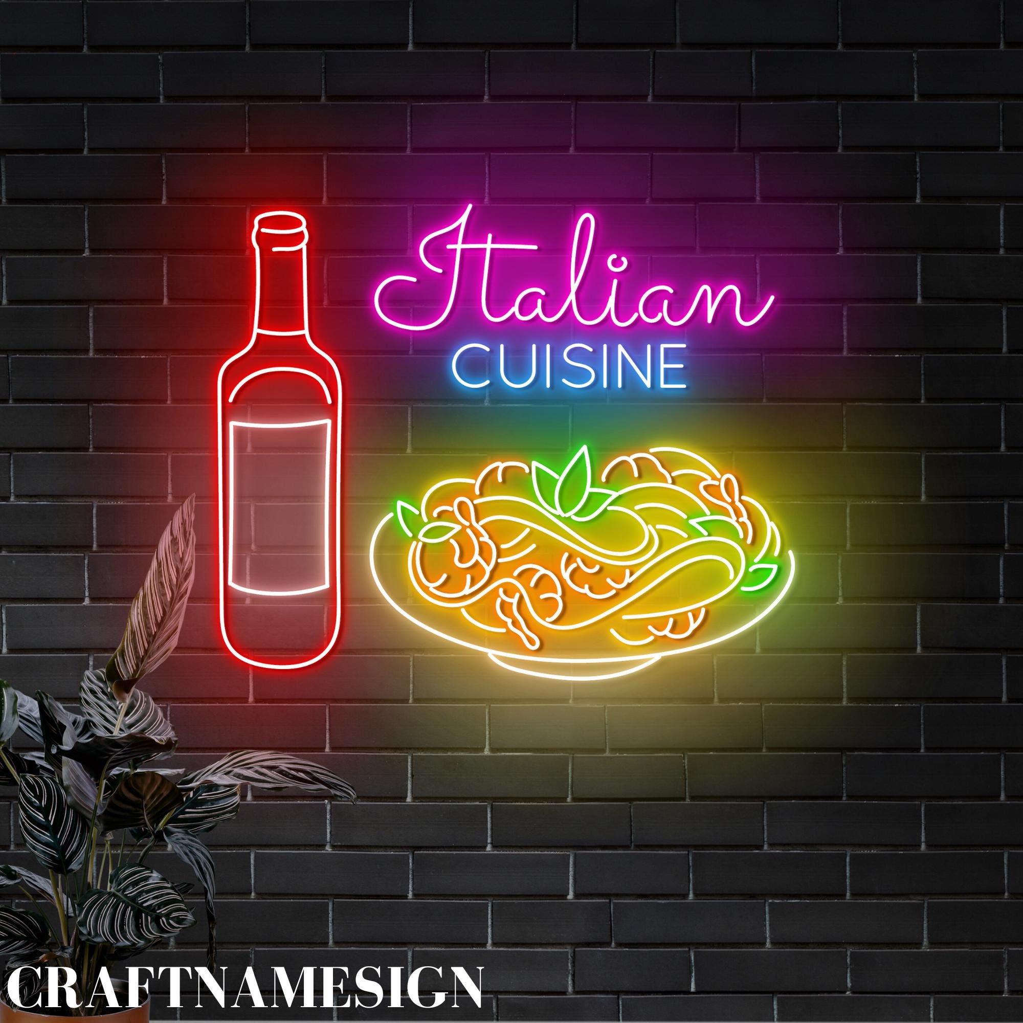 Italian Cuisine Neon Sign, Italian Restaurant Led Sign, Italian