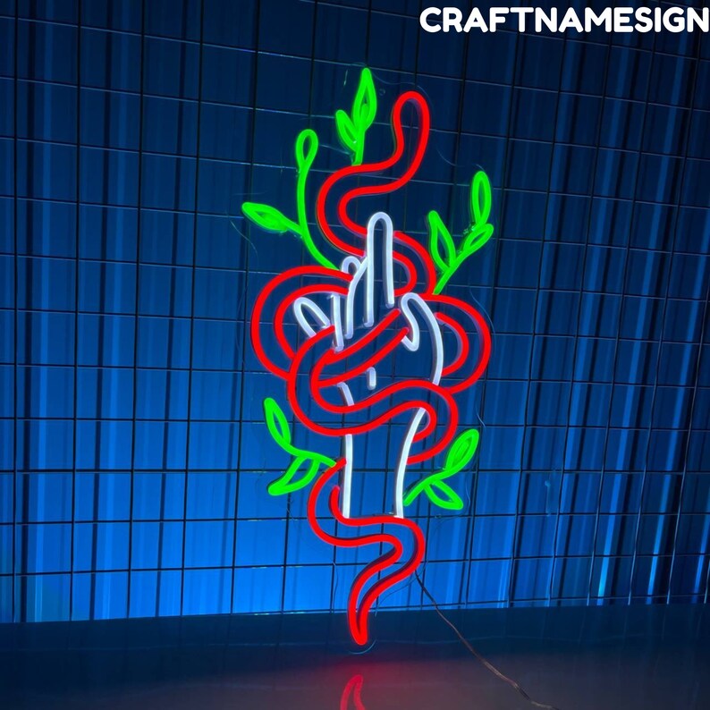 Mystery Snake Hand Leaves Led Sign, Snake Neon Sign, Custom Neon Sign ...