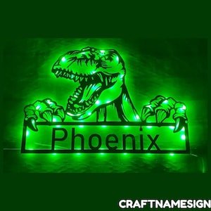 Custom Dinosaur Metal Sign, Dinosaur Jurassic Led Sign, Personalized Dinosaur Lover Name Metal Sign, Gift For Kid, Dinosaur Man Cave Decor