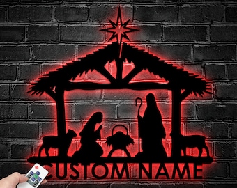 Nativity Scene Metal Sign, Nativity Scene Metal Wall Art, Christmas Metal Sign, Birth of Jesus Sign, Christmas Wall Decor, Christian Gift