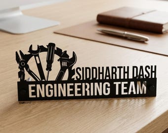 Custom Wooden Desk Name Plate, Garage Metal Tool Sign, New Job Gifts, Gift for Him