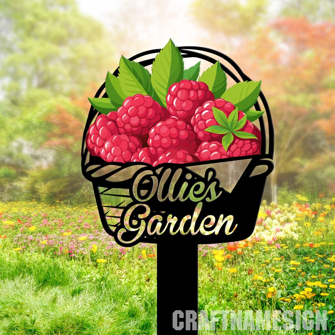 Custom Grandma's Raspberries Metal Garden With Stake, Garden Stake ...