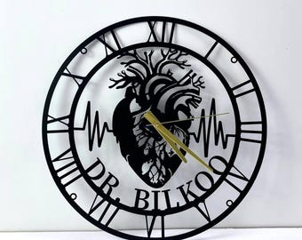 Custom Cardiologist Metal Wall Clock, Wall Clock Unique for Home Decor and Wall Arts, Personalized Cardiology Wall Clock, Octopus Lover Gift