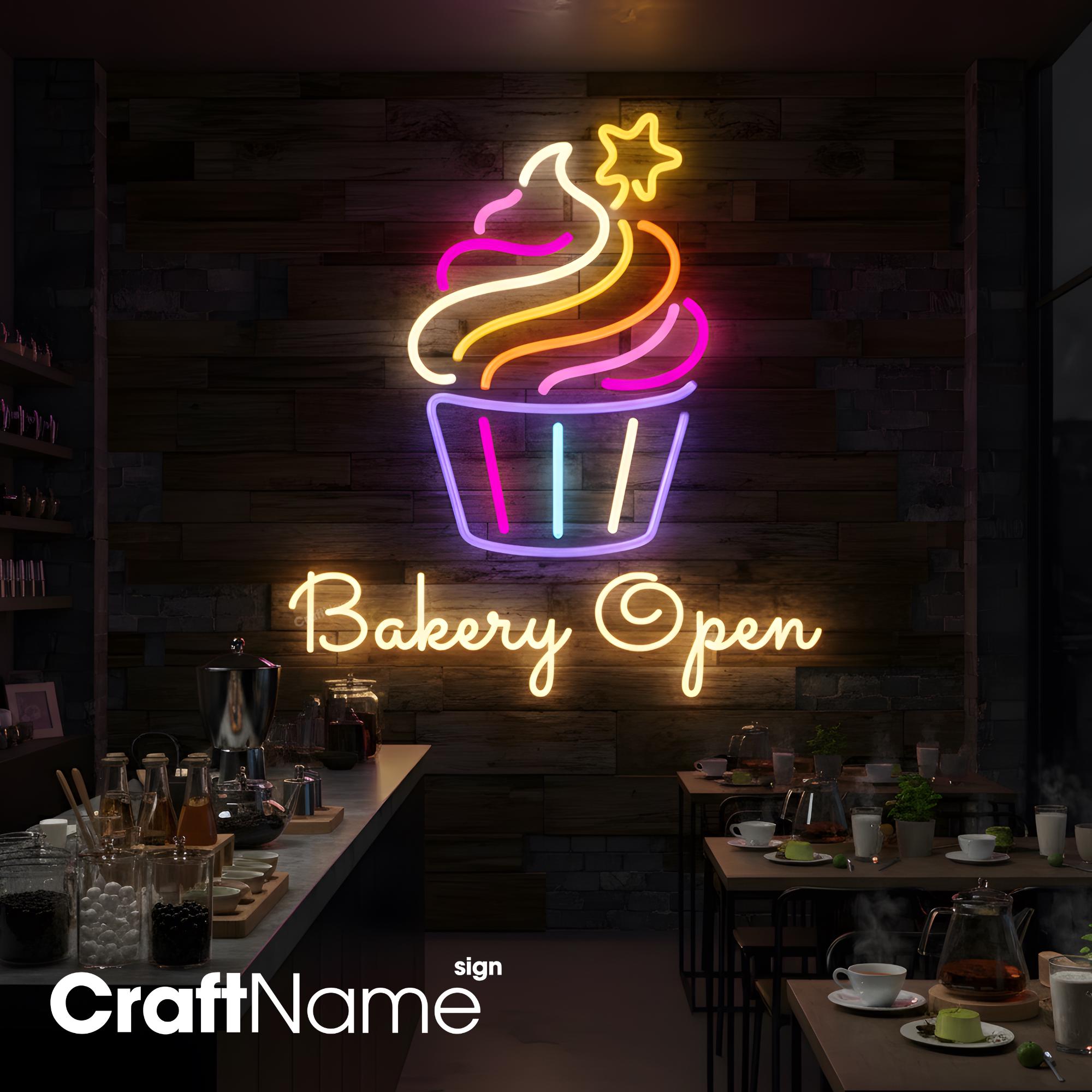 カップケーキ◆スイーツ◆カフェ☆Welcome☆LED電光看板 Bakery Open Neon Light, Cupcake LED Wall Sign for Pastry Shop or
