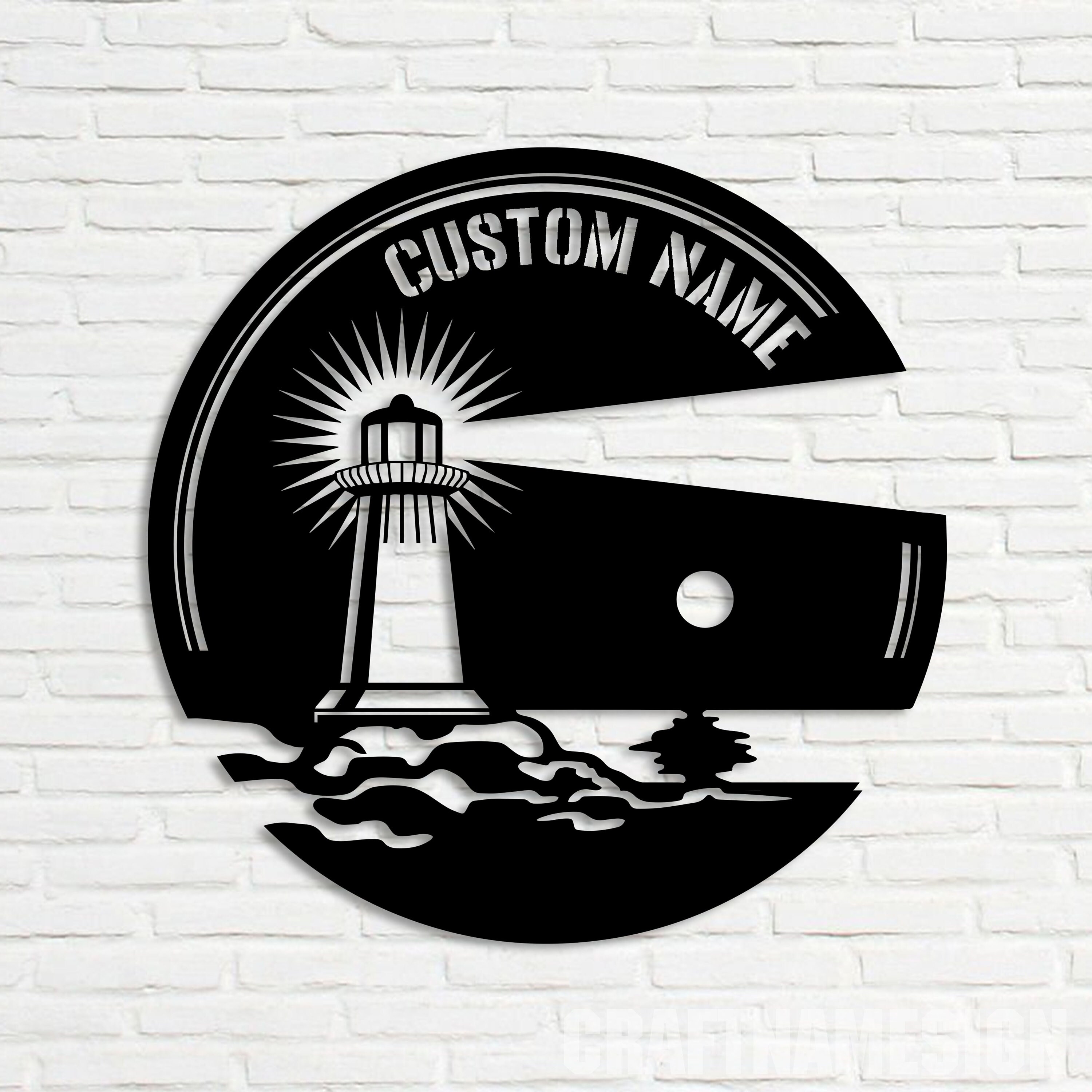 Custom Lighthouse Metal Wall Art LED Light, Personalized Lighthouse ...