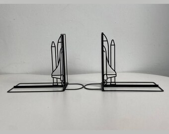 Personalized Starship Metal Bookend, Custom Space Shuttle Book Ends, Book Stand Black Metal Art, Book Nook Office Decor for Book Lover