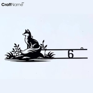 Personalized Fox Metal Number Address Sign, Fox House Number Metal Name Sign Outdoor, Outdoor House Number Address, Fox Lover Gift