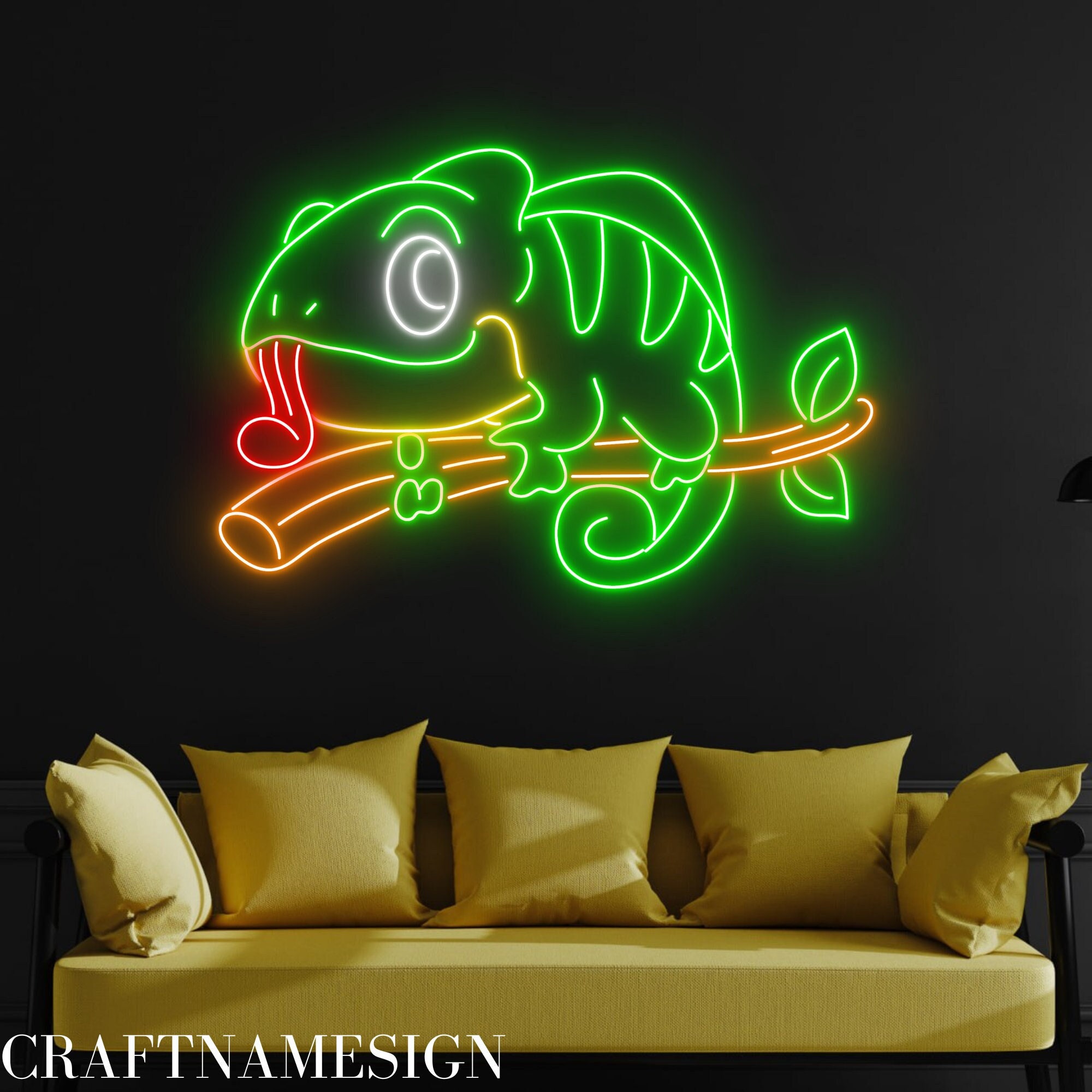 Signo de neón camaleón, signo de neón camaleón, signo de neón personalizado, regalo para niños, decoración de la pared del dormitorio, regalo amante del camaleón, luz de lagarto gecko
