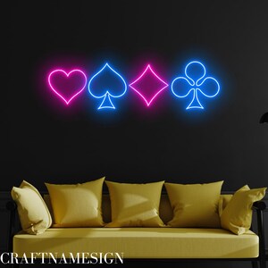 Insegna al neon per carte da poker, Insegna a LED per carte da poker, Insegna al neon personalizzata, Arredamento lounge bar del casinò, Luce della sala da gioco, Decorazione della parete del casinò Jackpot