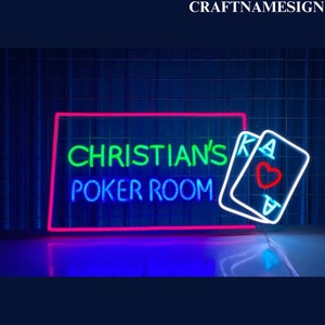 Neonbord pokerkamer, led-bord pokerkamer, led-bord pokerkamer, neonbord custom, decor pokercasino, licht gokkamer, decor jackpot casinolounge