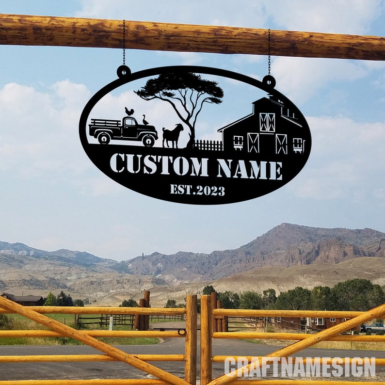 Personalized Outdoor Metal Farm Sign, Metal Name Sign Outdoor, Custom ...