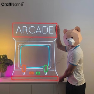 Arcade Neon Led Light Sign, Arcade Game Led Wall Art, Arcade Machine Neon Sign for Game Room Wall Decor, Custom Neon Sign, Gamer Gifts