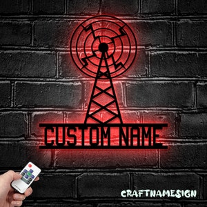 Custom Ham Radio Metal Wall Art LED Light - Personalized Amateur Radio Name Sign Home Decor - Ideal for Home Decor & Gift