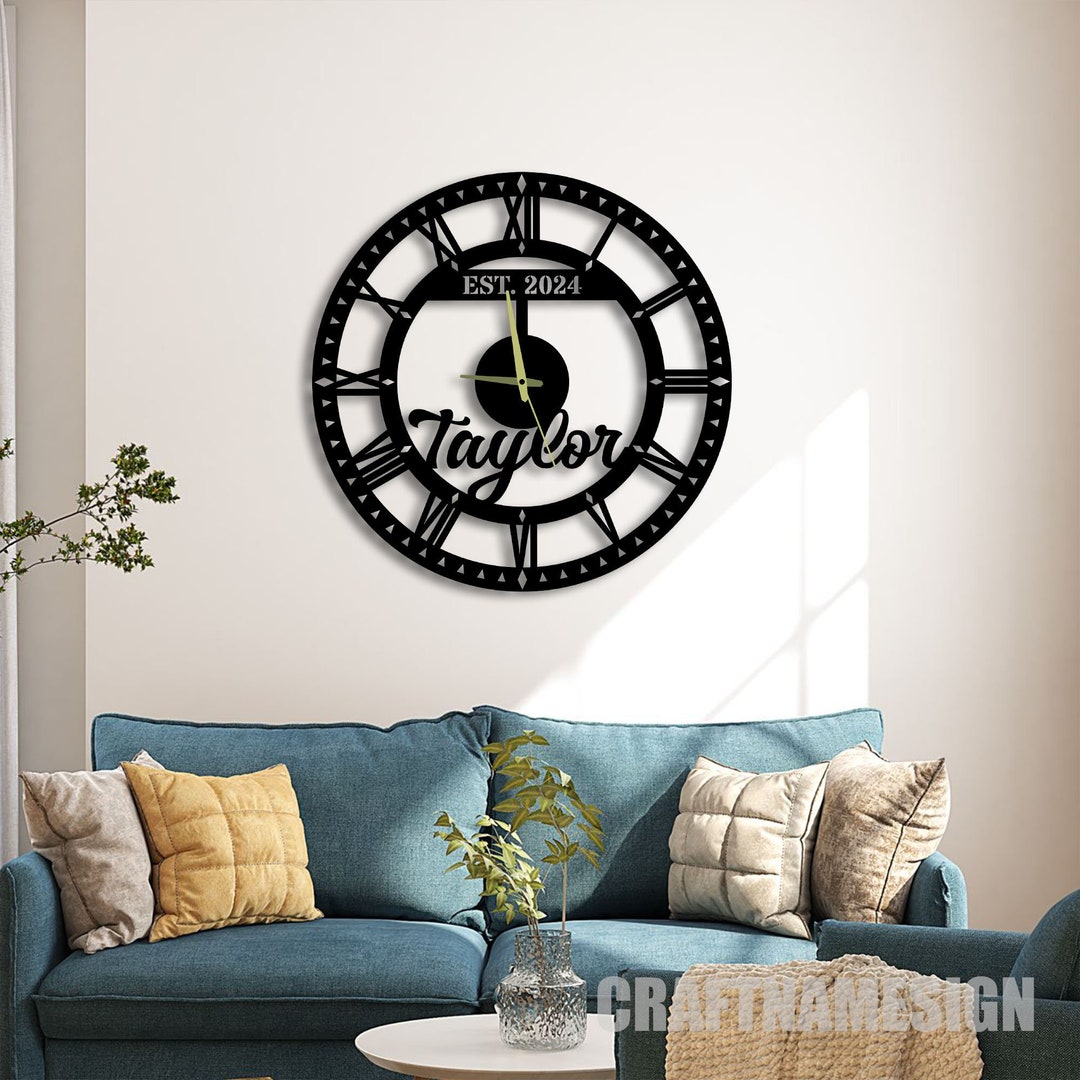 Custom Large Metal Wall Clock With Roman Numerals, Special Gift for ...