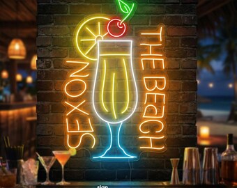 Cocktail Neon Sign, Tropical Drink LED Wall Art for Home Bar or
