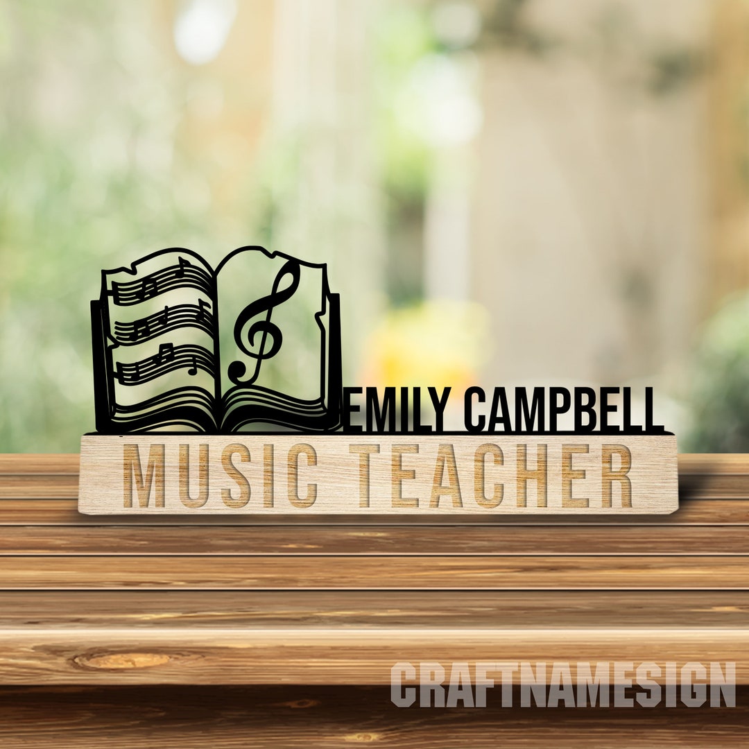 Custom Wooden Music Teacher Desk Name Plate Teacher Metal Etsy